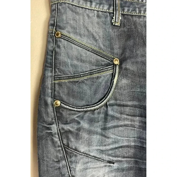 MOD Mens Straight Leg Mid Rise Button Fly Ankle Denim Blue Jeans Sz 31/34 - Picture 8 of 12